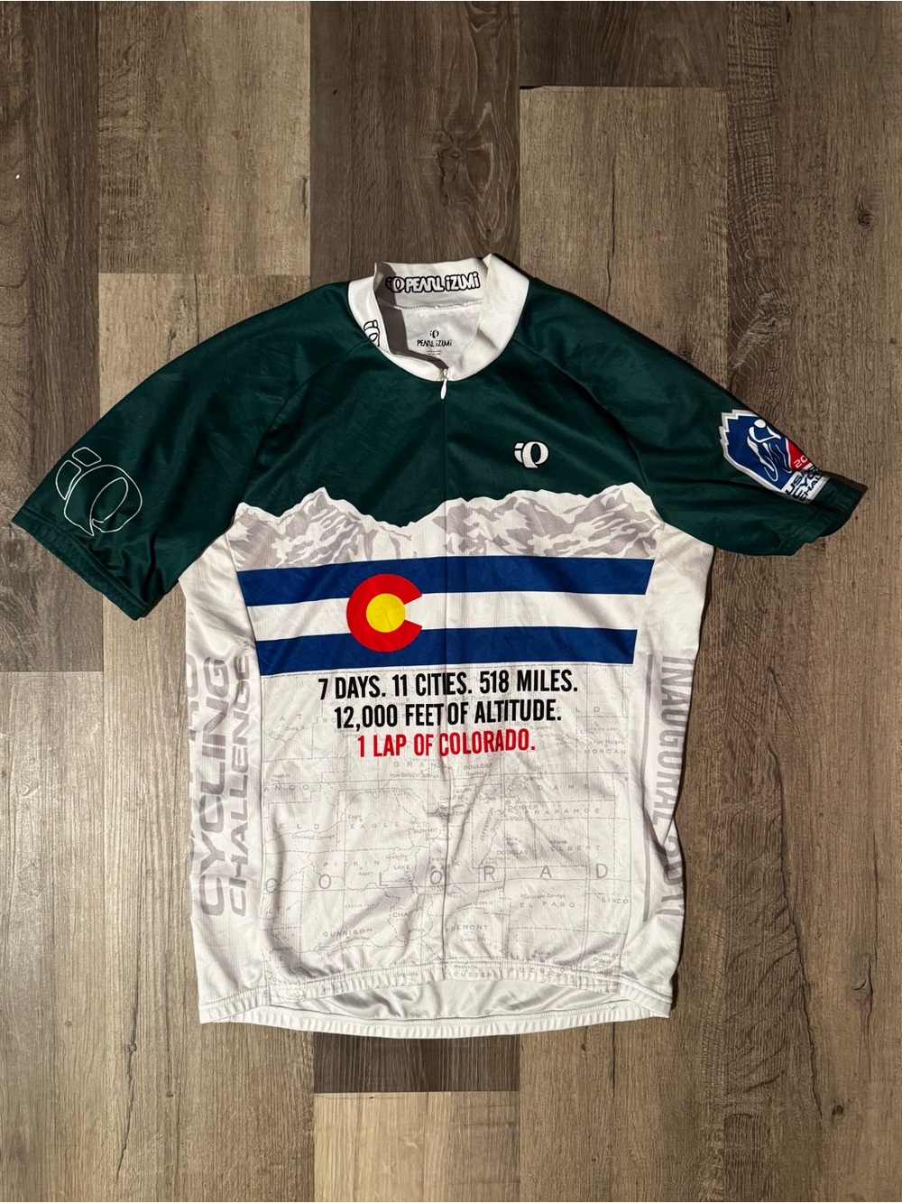 Pearl Izumi Green, White & Blue Colorado Cycling Jersey